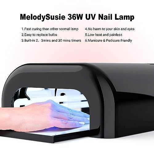 MelodySusie Professional UV Nail Lamp with 4 Light Tubes & Metal Sliding Base, S-Pro04 Salon-Grade Fast Curing Nail Dryer for 3D Printer UV Resin, Hard Gel, Extension, & Acrylic Gel Polishes