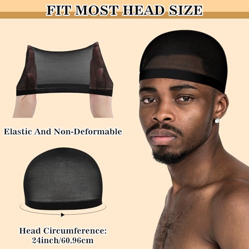 Ramede Stocking Wave Cap for Men Women Wig Cap Black 150 - Hair Headwear