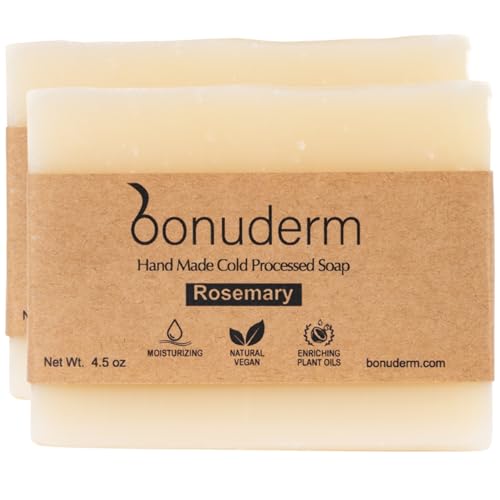 All Natural Rosemary Soap Bar (Pack of 2) ? Natural Soap for Women and Men for Body, Face, and Hands | Handmade Bath Soaps | Coconut & Almond Oils with Shea Butter