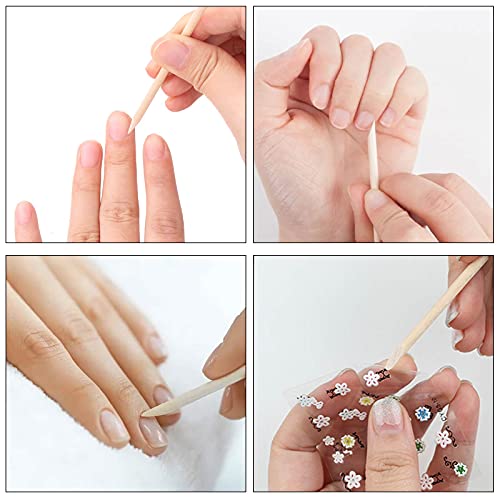 2000 Pack Orange Wooden Cuticle Sticks for Manicure & Pedicure - Double Sided Nail Care Tool