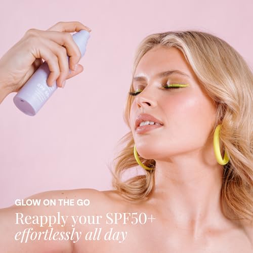 Naked Sundays Hydrating Glow Sunscreen Mist SPF 50 - Travel Size 75ml - Clear, Hydrating SPF Spray