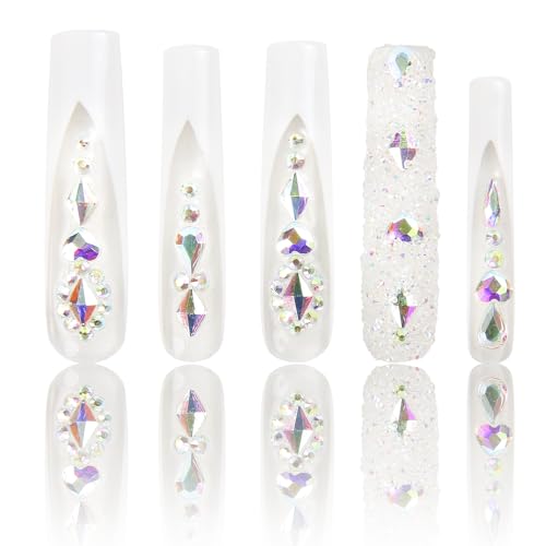 Press On Nails Candy Diamonds & White French Tip - Variation of THIS listing