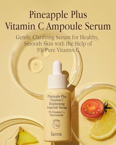 Vitamin C Serum with Pineapple Extract - Vegan Skin Brightening Ampoule, Hydrating & Gentle for Sensitive Skin