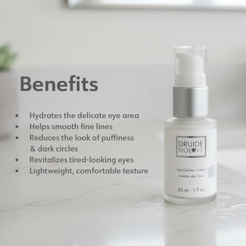 BioLove Cream Organice Contour Eye Cream, Reduce Signs of Fatigue, Revitalize Skin Care , Reduce Wrinkles Moisturizing Hyaluronic Care Acid Treatment ? Organice Eye Cream, 30 ml Size Made in Canada