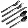 Alata Black 20-Piece Flatware Set for 4 - Forged Stainless Steel Dinnerware
