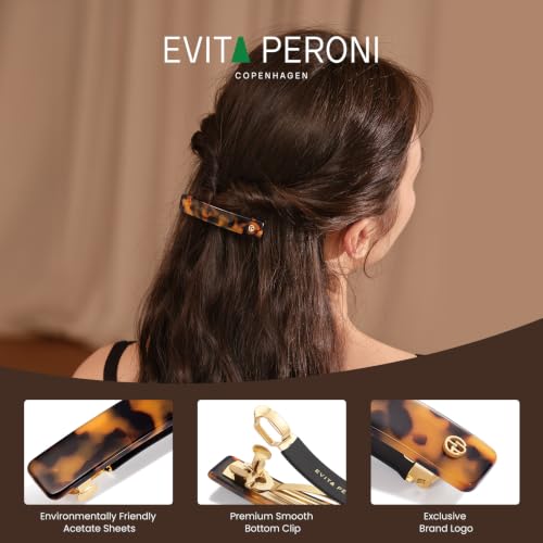 EVITA PERONI French Acetate No-Slip Middle Hair Barrettes - Tortoise Variant