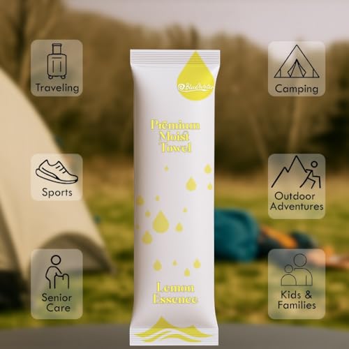 Lemon Scented Individually-Wrapped Towelettes - 50-Pack, 12x12in, Single-Use