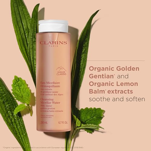 Clarins Cleansing Micellar Water | Quickly Removes Make-Up, Pollution and Grime | No Rinse Needed | Preserves Skin's Microbiota | Safe For Use on Eyes, Face and Lips | Dermatologist Tested