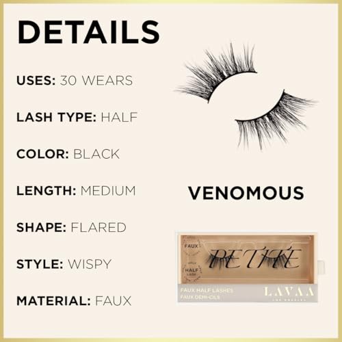 VENOMOUS Half-Lash by Lavaa Beauty | Wispy 3D Faux Mink Accent Lash | Cat-Eye, Foxy Corner Lashes | Handmade & Reusable