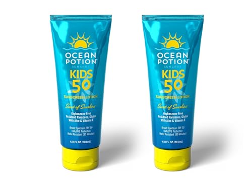 Kids Sunscreen Lotion SPF 50 6.8oz Pack of 2 - Water-Resistant, Oxybenzone-Free