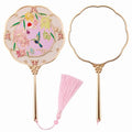 Hummingbird Gold Hand Mirror with Embossed Patterns - Elegant Metal Makeup Mirror, Compact & Portable