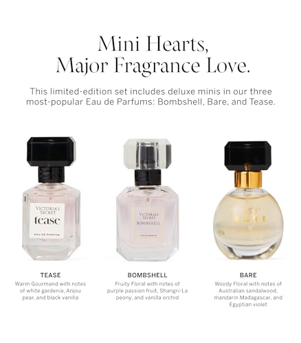 Assorted Mini Fragrance Gift Set - Victoria's Secret Eau de Parfums - Bombshell, Bare & Tease
