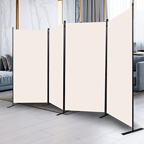 Beige 4-Panel Folding Room Divider with Wider Feet - 34" CHOSENM