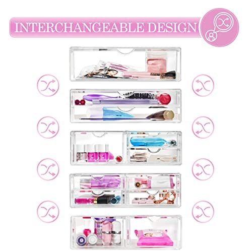 Sorbus Acrylic Makeup Organizer Drawers - 2 Wide Clear Vanity Storage