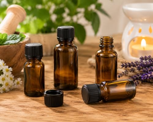 10ML Amber Glass Essential Oil Bottle with Orifice Reducer Cap - 50 Pack