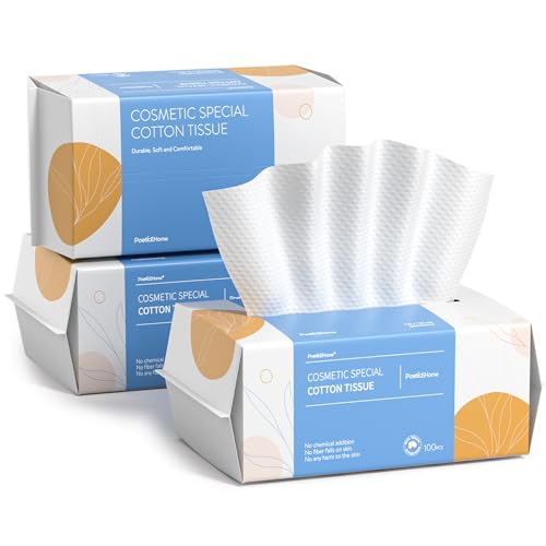 Disposable Face Towels 100 Count Pack of 3 - Soft Cotton Dry Wipes for Face & Makeup Removal