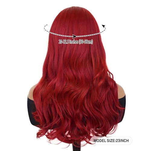Red Long Body Wave Wigs for Women - 23 Inch Cosplay & Fashion