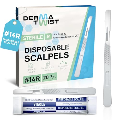 DermaTwist Dermaplane Razor for Women Face ? 20-Pack Sterile Disposable Dermaplane Scalpels Facial Razors for Women Face Dermaplaning Professional Face Shaver (14R)