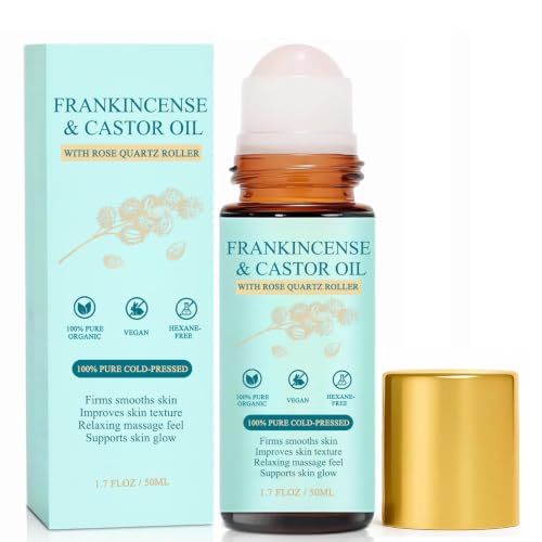 Organic Castor Oil Rose Quartz Roller Ball – Hydrating Face & Body Oil 1.7 fl oz – Variation of THIS listing