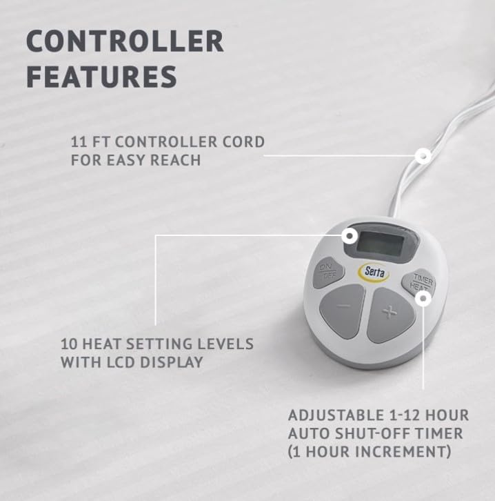 Twin XL Waterproof Heated Mattress Pad with Dual Controls - Serta