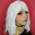 White Wavy Bob Wig with Bangs - Short Shoulder Length Cosplay & Party Hair - Variation: White