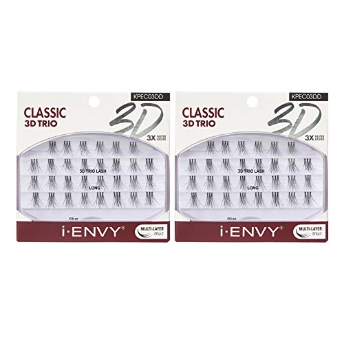 iENVY by KISS 3D Trio Lashes Classic Long (2 PACK) Naturally Fluffy 3X Easier and Faster Application