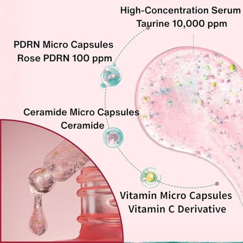 ELT Triple Capsule Face Serum - Hydrating & Moisturizing Serum with Rose PDRN, Ceramide, Vitamin C, Taurine - Korean Skincar -e (30ml/1.01 fl.oz)