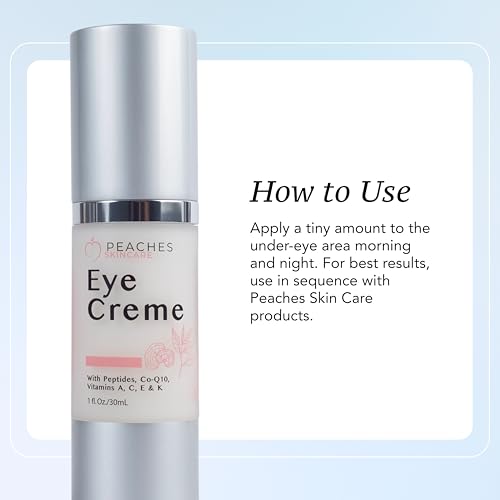 Peaches Skin Care Vegan Eye Cream with Peptides & Co-Q10 - 1 oz