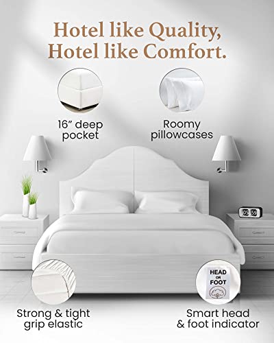 Good Sleep Bedding Split King Sheets Set - 100% Egyptian Cotton, White, Adjustable Bed, Model: Split King / 01