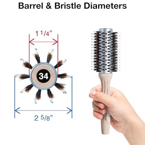 EcoHair Bamboo Hair Brush 2 5/8 Inch - Eco-Friendly Boar Bristles for Shine & Frizz Control