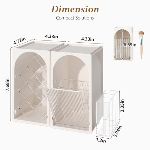 Compact Makeup Organizer Set with Lipstick and Brush Storage, Bathroom Countertop