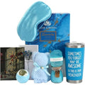 Spa Gift Box for Women ? 7-Piece Self-Care Set with Bath Bomb, Diamond Soap, Facial Towel, Gold Sleep Mask, Thermal Mug & More ? Cheerful Gift for Her, Birthday, Get Well (Standard, Ocean Blue)