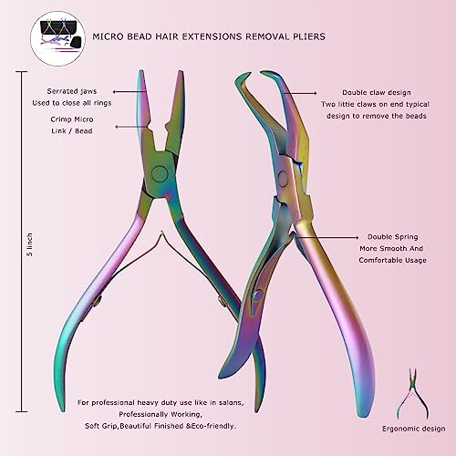 Rainbow Hair Extension Beading Tool Kit for Micro & Pre-Bonded Extensions