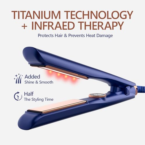 Titanium Flat Iron Hair Straightener 1 Inch with Infrared & Digital Temp Control