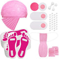 125 Pcs Spray Tan Tanning Essentials Accessories Kit 25 Set Disposable Caps Underwear Feet Pads Nipple Cover Nose Filter Plugs for Beauty Salons Home Sunless Tanning (Pink)