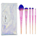 MODA Mythical Star 6pc Travel-Size Makeup Brush Kit ? Vegan Face & Eye Brushes with Holographic Travel Case