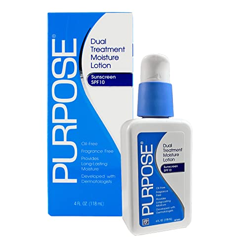 Purpose Dual Treatment Moisture Lotion with SPF 10 ? Oil-Free, Fragrance-Free Daily Moisturizer for Sensitive Skin - 4 Fluid Oz. (Pack of 3)