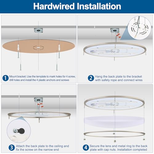 DAKASON 24-inch Oval LED Flush Mount Ceiling Light Fixture - Brushed Nickel, 40W, 4000LM, Dimmable, 3 CCT