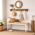 Farmhouse Dining Bench - Cream/Natural Rubberwood Entryway & Kitchen Seating - Variation of THIS listing