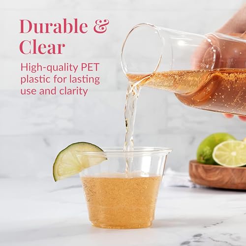 1000 Pack Clear Disposable Plastic Shot Glasses - 9 oz Cocktail & Wine Cups