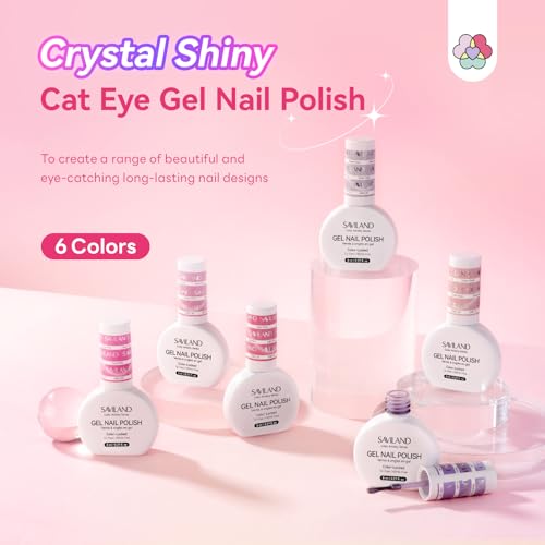 3-6 Color Glass Series Sheer Nudes Pink Cat Eye Gel Polish Set - Long-Lasting, Magnetic Shine