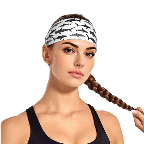 Black and Gold Swirl Liquid Ink Marble Headbands - Nautical Sharks Variation