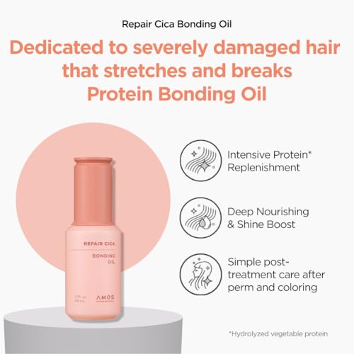 AMOS PROFESSIONAL Repair Cica Bonding Hair Oil with Cica Protein - Bonding Technology for Split Ends & Breakage - Bonding Oil - 3.3 fl oz