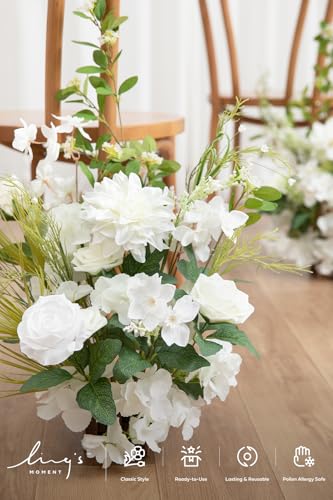 Ling's Moment White Lily of The Valley Wedding Aisle Runner - Free-Standing Floral Decor
