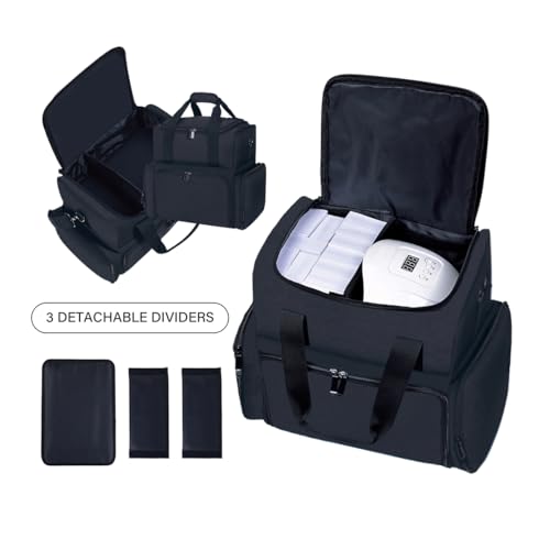 Large Makeup Bag with Removable Cases & Dividers – Travel Cosmetic Organizer, Black