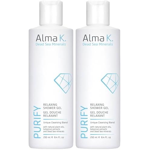 ALMA K Relaxing Shower Gel - Nourishing Women and Men's Body Wash - Skincare with Dead Sea Minerals, Avocado Oil - White Tea and Neroli Scent - 8.4 oz (Pack of 2)
