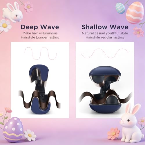 Deep Wave Curling Iron with 1 Inch Barrel - Beach Waves Waver - Prussian Blue