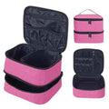 Double Layer Makeup Bag Portable Large Cosmetic Case Organizer with Adjustable Dividers Storage Travel Bag for Accessories Brushes Conditioner and Skin Care Products (Wine)
