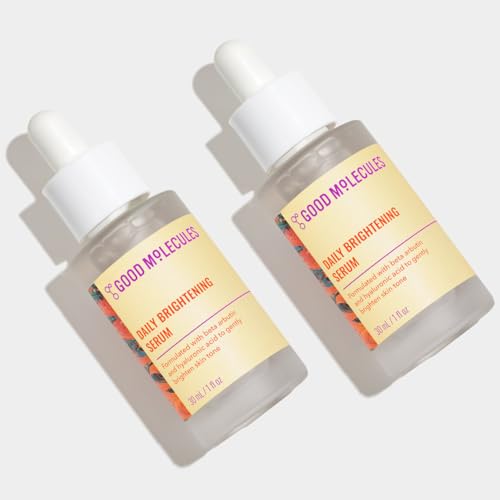 Good Molecules Daily Brightening Serum Pack 2 ? 1 fl oz / 30 ml Each | Lightweight Brightening Serum with Beta Arbutin 3% & Hyaluronic Acid for Even-Looking Skin