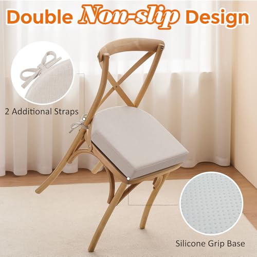 Beige Memory Foam Chair Cushions for Dining Chairs 17x16x2.5 Inches Pack of 4